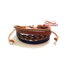 Bracelet Torsadé Cuir Et Fil Réglable - Unisex au meilleur prix au Maroc