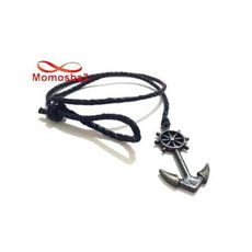 Bracelet Cuir Noir Avec Pendentif Ancre Marine BRONZE (Réglable) au meilleur prix au Maroc