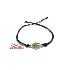 Bracelet Fil Noir Réglable Avec Pendentif Khmissa Argent Charm - Unisex au meilleur prix au Maroc