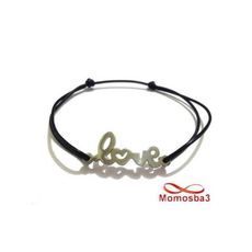 Bracelet Fil Noir Réglable Avec Pendentif LOVE En Acier Inoxydable - Unisex au meilleur prix au Maroc