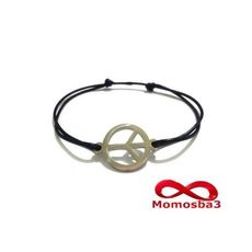 Bracelet Fil Noir Réglable Avec Pendentif PEACE & LOVE En Acier Inoxydable au meilleur prix au Maroc