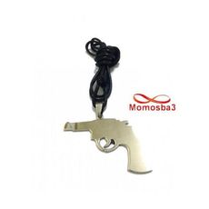 Collier Fil Noir Réglable Avec Pendentif Pistolet Argenté En Acier Inoxydable au meilleur prix au Maroc
