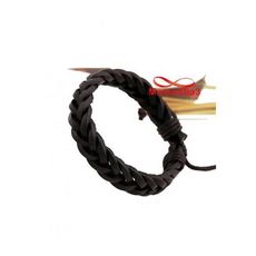 Bracelet Torsadé Cuir Noir Et Fil Réglable - Unisex au meilleur prix au Maroc