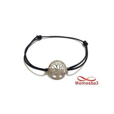 Bracelet Fil Noir Réglable Avec Pendentif Arbre De Vie En Acier Inoxydable au meilleur prix au Maroc