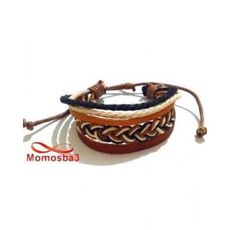 Bracelet Torsadé Cuir Et Fil Réglable - Unisex au meilleur prix au Maroc