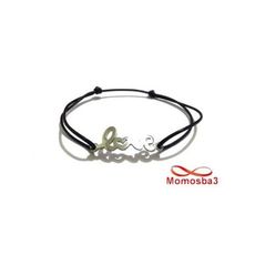 Bracelet Fil Noir Réglable Avec Pendentif LOVE En Acier Inoxydable - Unisex au meilleur prix au Maroc