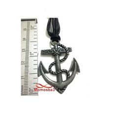 Collier Fil Noir Réglable Avec Pendentif Ancre Marine Argenté - Unisex au meilleur prix au Maroc