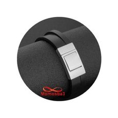 Bracelet Cuir Noir Avec Fermoir En Acier Inoxydable Argenté + Sachet de Bijoux au meilleur prix au Maroc