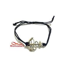 Bracelet Fil Noir Réglable Avec Pendentif Grand Ancre Marine  Argenté Charm au meilleur prix au Maroc