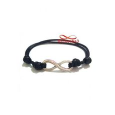 Bracelet Fil Noir Avec Pendentif Infinity Argent Charm Réglable - Unisex au meilleur prix au Maroc