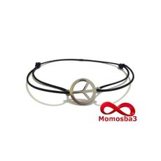 Bracelet Fil Noir Réglable Avec Pendentif PEACE & LOVE En Acier Inoxydable au meilleur prix au Maroc
