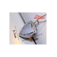 Chaîne Et Pendentif Cœur Charme Avec Pierres  - Argenté au meilleur prix au Maroc