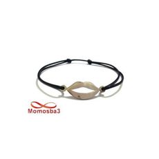 Bracelet Fil Noir Réglable Avec Pendentif Bouche En Acier Inoxydable - Unisex au meilleur prix au Maroc