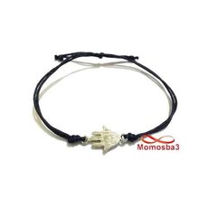 Bracelet Fil Noir Réglable Avec Pendentif Khmissa Argent Charm - Unisex au meilleur prix au Maroc