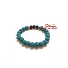 Agate Pierre Naturelle Turquoise + Noir  (Unisex) au meilleur prix au Maroc