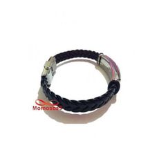 Bracelet Cuir Noir + Plaque Et Fermoir En Acier Inoxydable (Réglable) au meilleur prix au Maroc