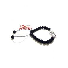 Agate Verre Noir 8mm Avec Pendentif Menotte Argent Charm Fil Réglable au meilleur prix au Maroc