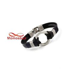 Bracelet En Cuir Noir Véritable Symbole Et Fermoir Argenté au meilleur prix au Maroc