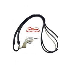Collier Fil Noir Avec Pendentif Pistolet Revolver Argenté En Acier Inoxydable au meilleur prix au Maroc