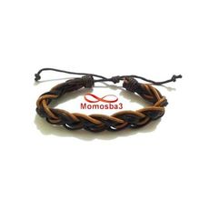 Bracelet Torsadé Cuir + Fil MARRON Fermoir Fil Réglable - Unisex au meilleur prix au Maroc