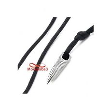 Collier Fil Noir Avec Pendentif Balle En Acier Inoxydable S929 Argenté - Unisex au meilleur prix au Maroc