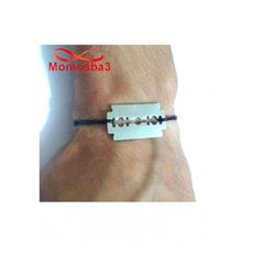 Bracelet Fil Noir Réglable Avec Pendentif Rasoir En Acier Inoxydable - Unisex au meilleur prix au Maroc