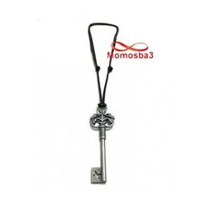 Collier Fil Noir Réglable Avec Pendentif Clé BRONZE Argenté - Unisex au meilleur prix au Maroc