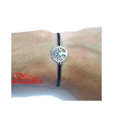 Bracelet Fil Noir Réglable Avec Pendentif Arbre De Vie En Acier Inoxydable au meilleur prix au Maroc