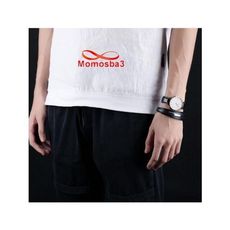 Bracelet En Cuir Noir Et Acier Inoxydable + Sachet De Bijoux au meilleur prix au Maroc