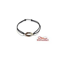 Bracelet Fil Noir Réglable Avec Pendentif Bouche En Acier Inoxydable - Unisex au meilleur prix au Maroc