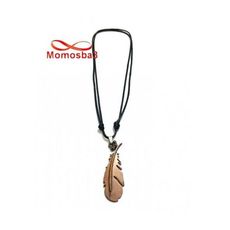 Collier Fil Noir Réglable Avec Pendentif Plume 2 Faces Noir + BRONZE (Unisex) au meilleur prix au Maroc