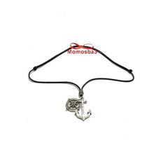 Collier Fil Noir Réglable Avec 2 Pendentif Ancre Marine USA Et Boussole (Unisex) au meilleur prix au Maroc