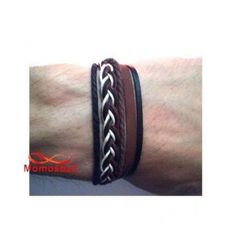 Bracelet Torsadé Cuir Et Fil Réglable Unisex au meilleur prix au Maroc