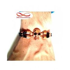 Bracelet Cuir Noir Tressé Avec Pendentif Tête de Mort DORE au meilleur prix au Maroc