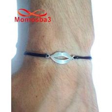 Bracelet Fil Noir Réglable Avec Pendentif Bouche En Acier Inoxydable - Unisex au meilleur prix au Maroc