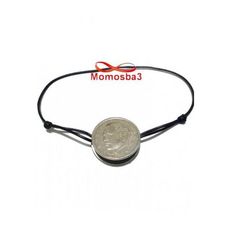 Bracelet Mohammed VI Fil Noir Réglable Avec Pendentif Pièce Taille Moyenne En Acier Inoxydable au meilleur prix au Maroc