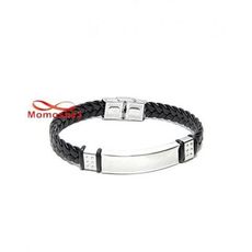 Bracelet Cuir Noir Et Acier Inoxydable (Réglable) au meilleur prix au Maroc