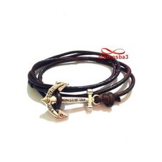 Bracelet Ancre Marine USA Cuir Naturelle MARRON Unisex - Réglable au meilleur prix au Maroc