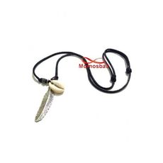 Collier Avec 2 Pendentifs Plume + coquillage Sur Fil Réglable - Unisex au meilleur prix au Maroc