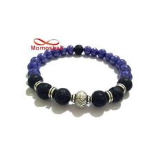 Agate Pierre Naturelle BLEU + Noir - Unisex au meilleur prix au Maroc