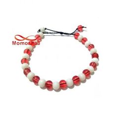 Agate Perles BLANC ROUGE Unisex - Réglable au meilleur prix au Maroc