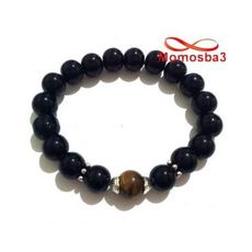 Agate Verre Noir Grande Boules + Pierre TIGER Eye Unisex au meilleur prix au Maroc