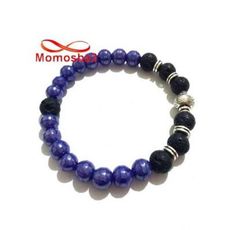 Agate Pierre Naturelle BLEU + Noir - Unisex au meilleur prix au Maroc
