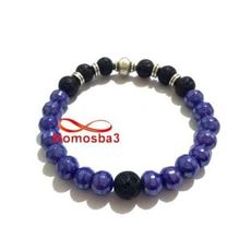 Agate Pierre Naturelle BLEU + Noir - Unisex au meilleur prix au Maroc