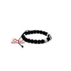 Agate Pierres Naturelle Noir Et BLANC + Pendentif LION (Fil Réglable) au meilleur prix au Maroc