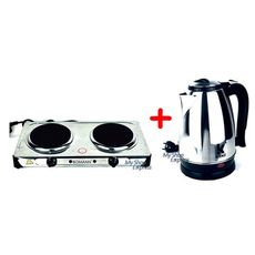 PACK PLAQUE DE CUISSON ELECTRIQUE DOUBLE 1500W INOX PLUS BOUILLOIRE ELECTRIQUE 1.8L INOX au meilleur prix au Maroc