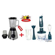 Bomana Mood PACK BLENDER BOL EN VERRE + MOULIN EPICES 700W 1.5L + MIXEUR PLONGEANT 4EN1 + 2 PIECES DE RECHANGES GRATUIT au meilleur prix au Maroc