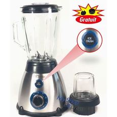 MIXEUR BLENDER BOL EN VERRE AVEC BOUTTON ICE CRUSH PLUS MOULIN EPICES PLUS 2 PIECES DE RECHANGES au meilleur prix au Maroc