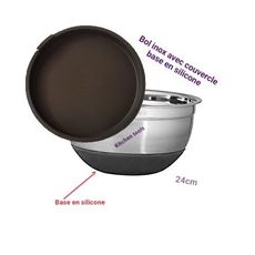 Bol Inox base en silicone 24cm avec couvercle. au meilleur prix au Maroc