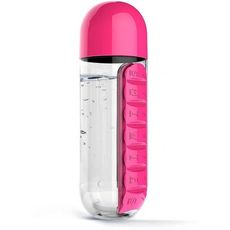 Organiseur Pilules et Vitamines avec Bouteille ROSE  600ml pour 7 jours de la semaine. au meilleur prix au Maroc